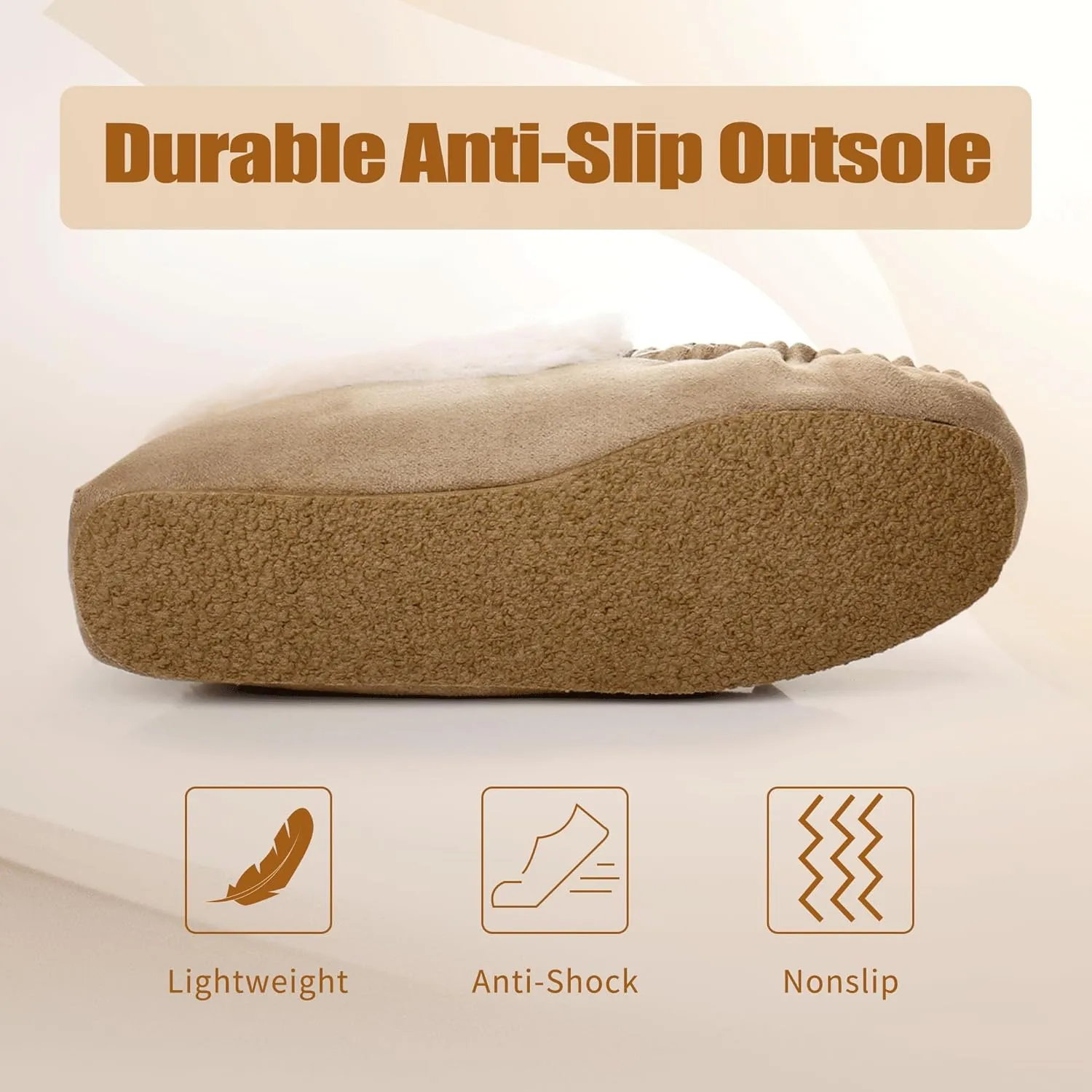 Women's Moccasin Slippers - Slip On House Slipper Warm Faux Fur lined Indoor Outdoor Shoe