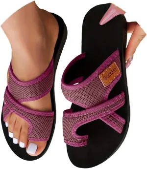 Women'S Orthopedic Sandals 2025 Beach Slide Sandals With Arch Support Breathable Comfortable Vacation Flip Flops