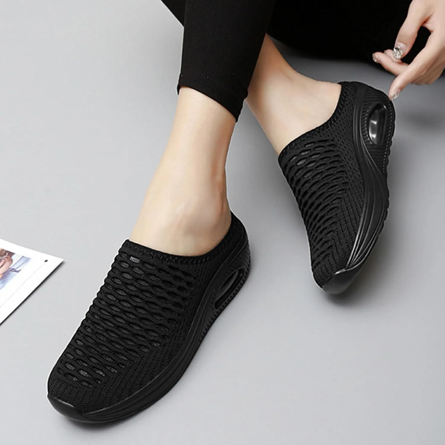 Womens Slip On Clogs and Mules Orthopedic Arch Support Backless Slippers Lightweight Breathable Casual Mesh Sandal Comfortable Round Toe Mules Garden Shoes