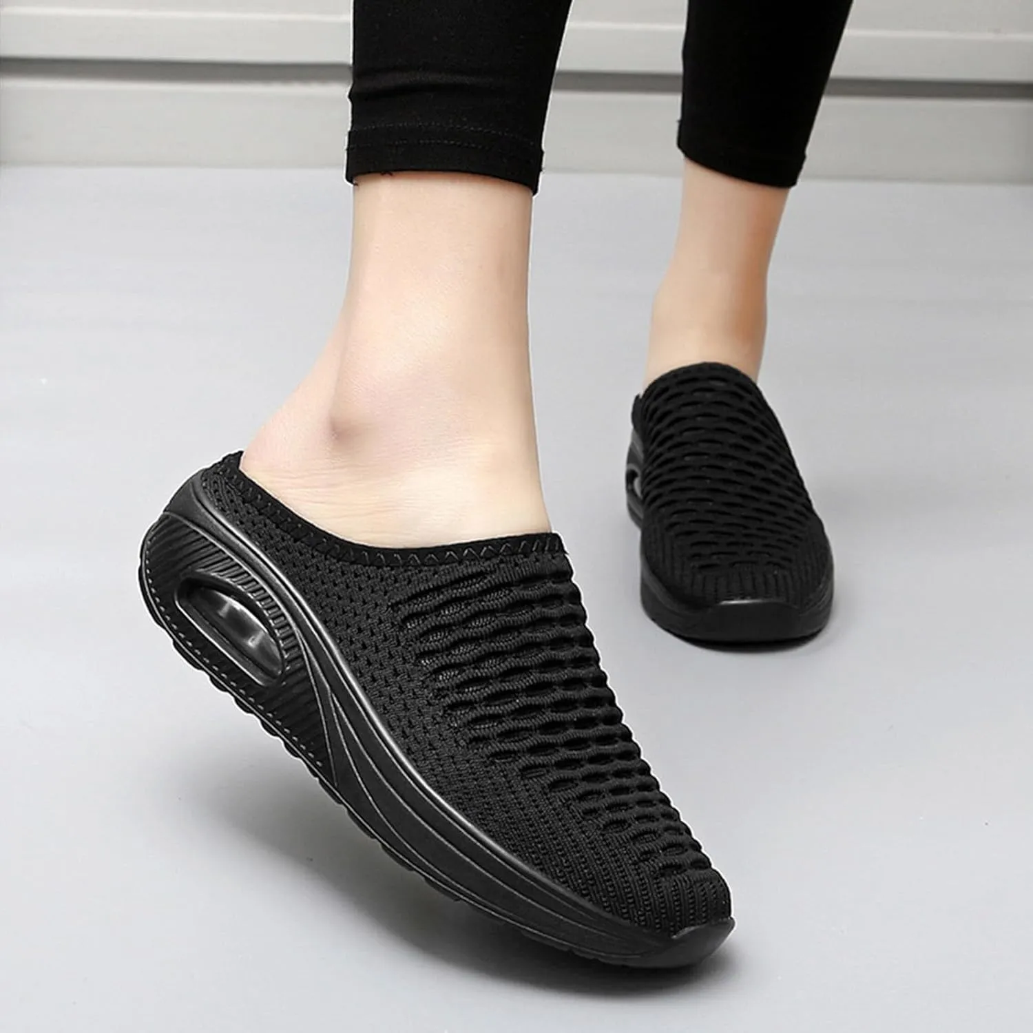 Womens Slip On Clogs and Mules Orthopedic Arch Support Backless Slippers Lightweight Breathable Casual Mesh Sandal Comfortable Round Toe Mules Garden Shoes