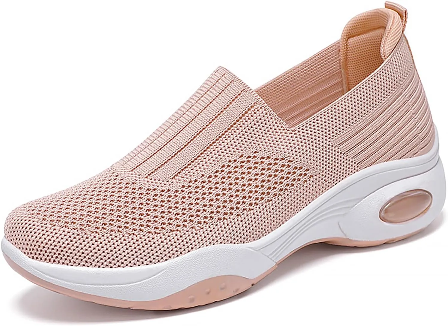 Women's Slip-On Orthopedic Sneakers - Breathable Mesh Knitted Walking Shoes with Wide Width, Arch Support & Non-Slip Sole - Lightweight Low-Top Design for All-Day Comfort