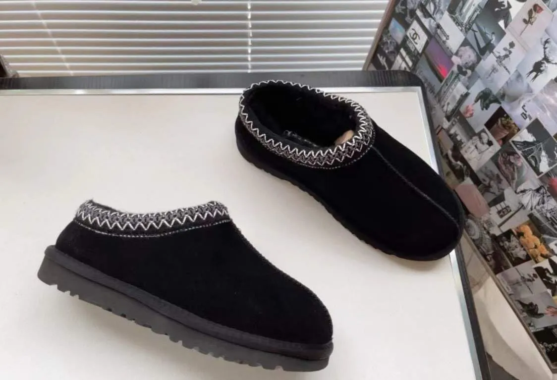 Women's Slipper Slip On For Women Suede Leather Comfy Fur Fleece Lined Short Mini Boot Indoor/Outdoor Tasman Slippers