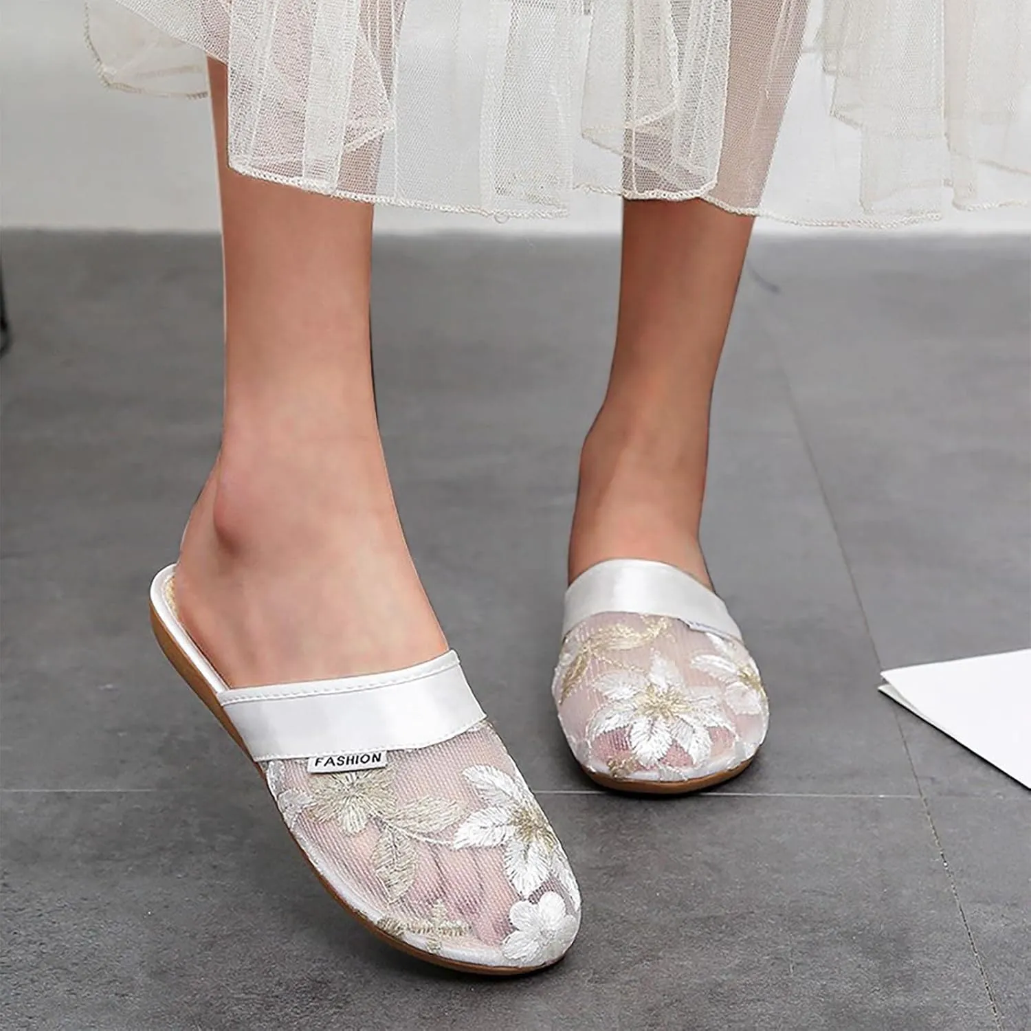 Women's Vintage Printed Lounge Slipper Rubber Sole Closed Toe Sandal Casual Summer Comfy Slide Retro Spa Flats