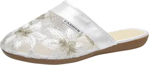 Women's Vintage Printed Lounge Slipper Rubber Sole Closed Toe Sandal Casual Summer Comfy Slide Retro Spa Flats