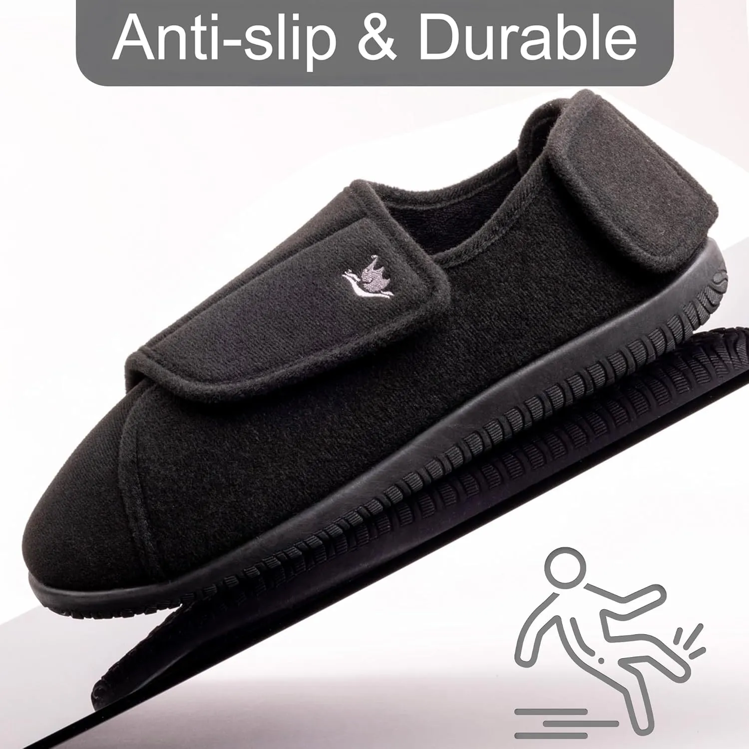 Women's Wide, Extra Wide 80-D Memory Foam Diabetic Slipper with Adjustable Closure Anti Slip Sole, Warm Plush Fleece Arthritis Edema Swollen Diabetic House Shoes