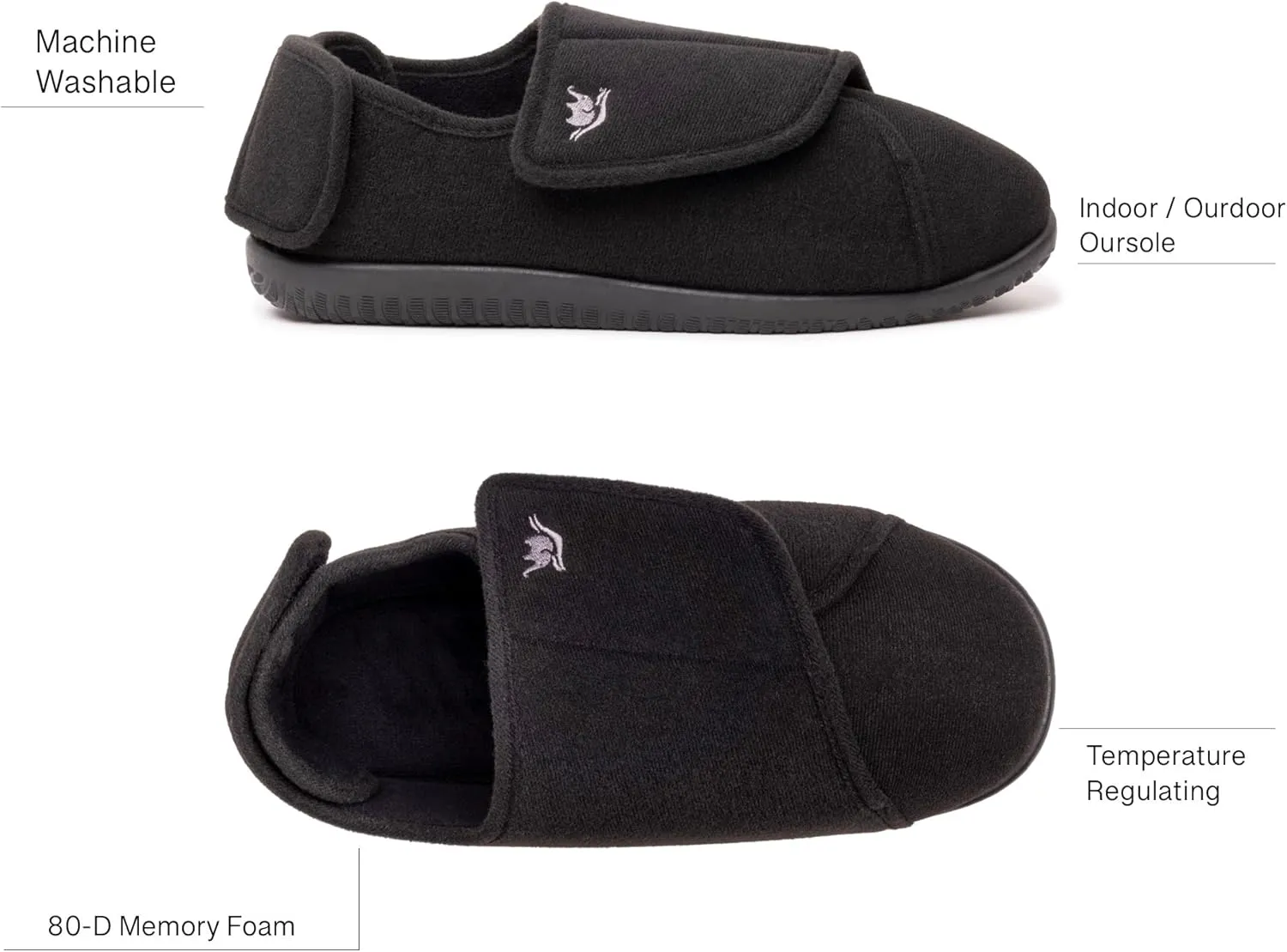 Women's Wide, Extra Wide 80-D Memory Foam Diabetic Slipper with Adjustable Closure Anti Slip Sole, Warm Plush Fleece Arthritis Edema Swollen Diabetic House Shoes