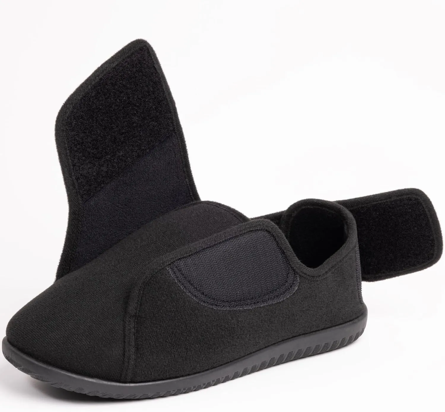 Women's Wide, Extra Wide 80-D Memory Foam Diabetic Slipper with Adjustable Closure Anti Slip Sole, Warm Plush Fleece Arthritis Edema Swollen Diabetic House Shoes