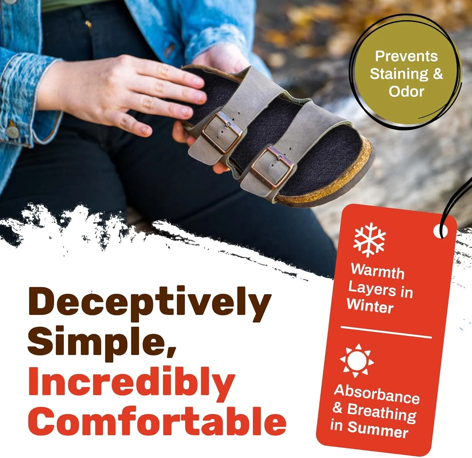 Wool Flat Shoe Insert for Sandals & Sockless Shoes, Comfortable Shoe Insoles with Sweat-Absorbent Natural Fiber & Non-Slip Silicone Grip, Wide-Cut Foot Soles for Men & Women, Black, Size 41 - SoxsolS