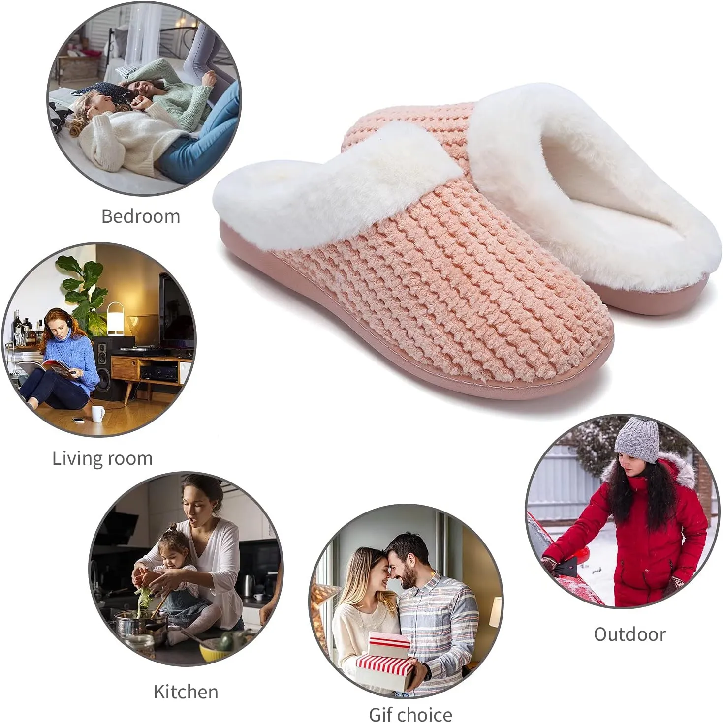 YALOX Slippers for Womens Warm Memory Foam Anti-Slip House Shoes Comfortable Cotton Slippers Home Bedroom Shoes Indoor & Outdoor