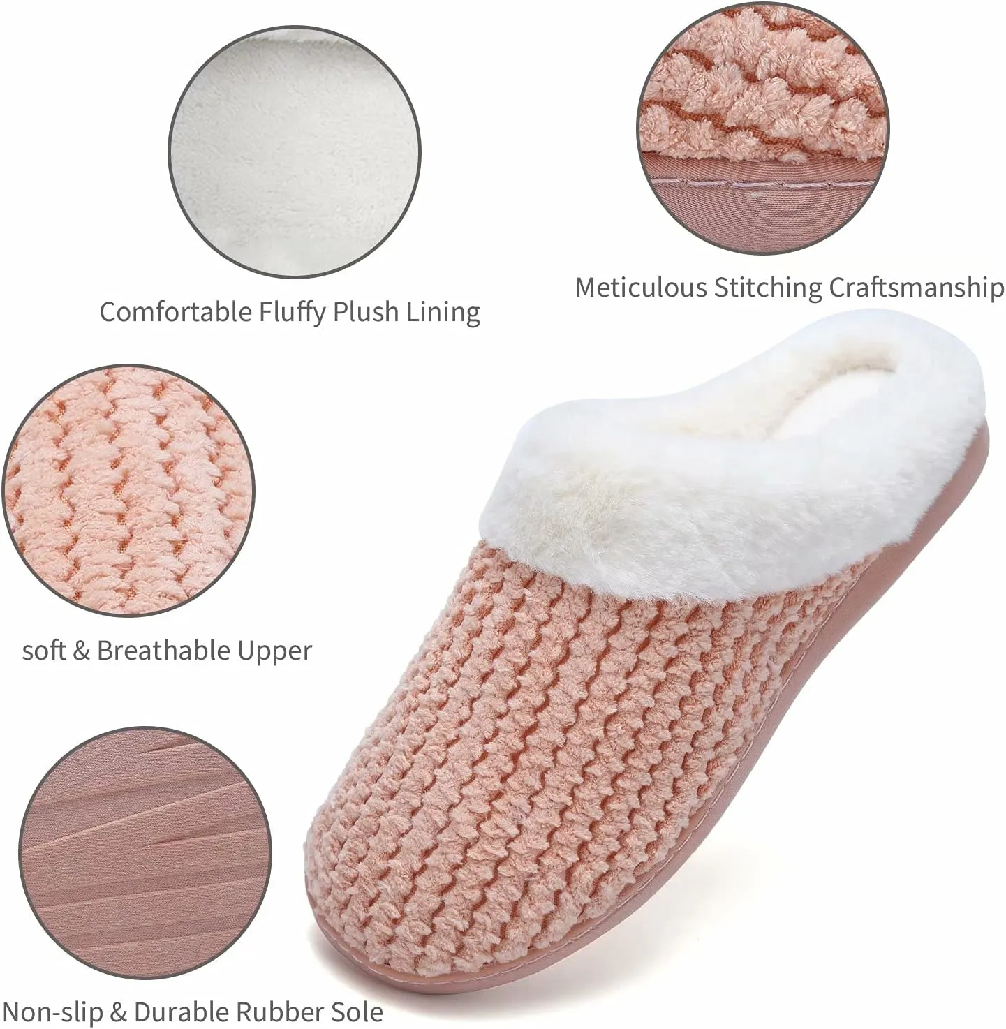 YALOX Slippers for Womens Warm Memory Foam Anti-Slip House Shoes Comfortable Cotton Slippers Home Bedroom Shoes Indoor & Outdoor