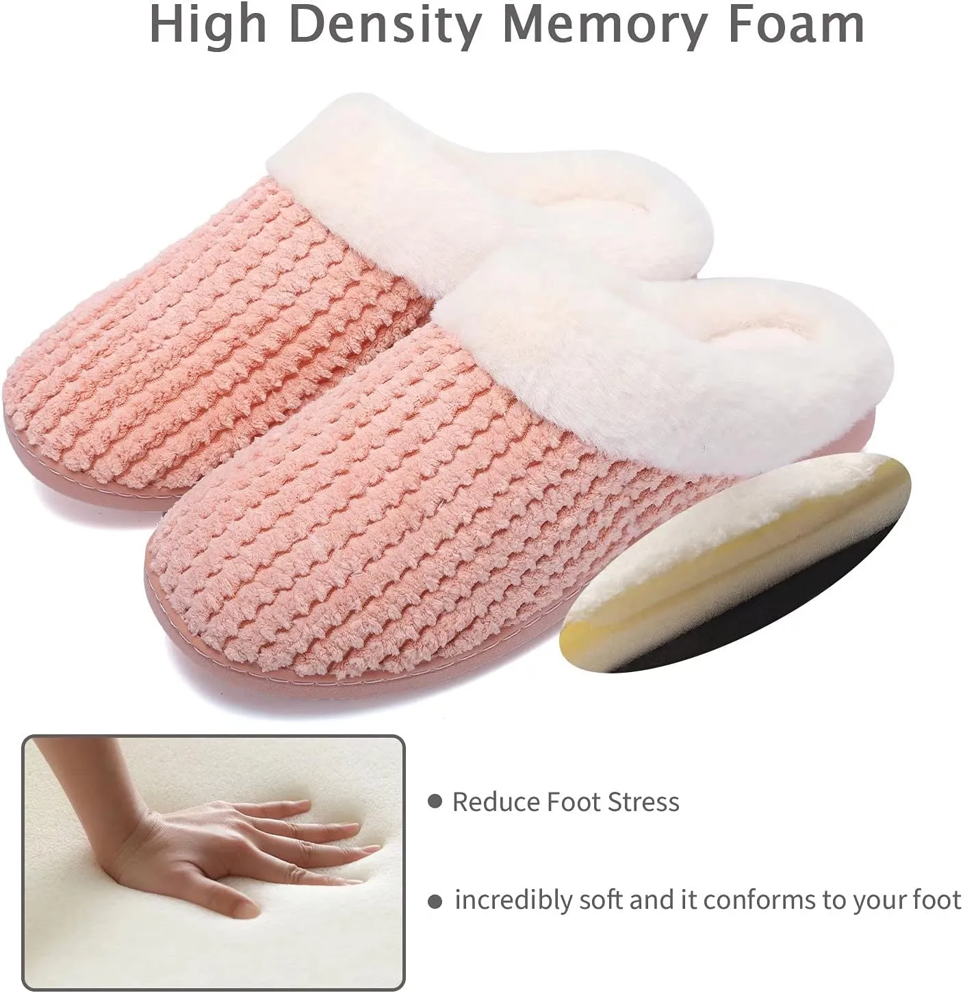 YALOX Slippers for Womens Warm Memory Foam Anti-Slip House Shoes Comfortable Cotton Slippers Home Bedroom Shoes Indoor & Outdoor