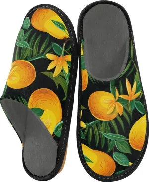 Yellow Mangos House Slippers, Non Slip Slippers for Women Men Warm Slippers House Shoes Indoor Outdoor Slippers