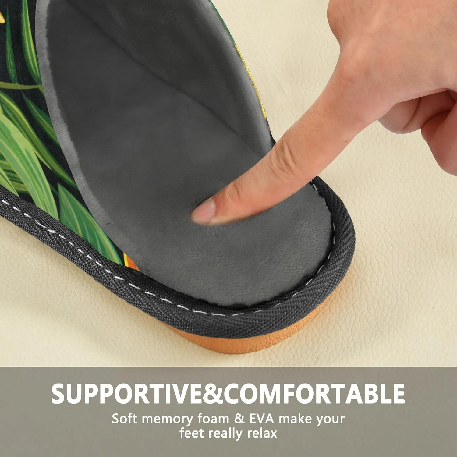 Yellow Mangos House Slippers, Non Slip Slippers for Women Men Warm Slippers House Shoes Indoor Outdoor Slippers