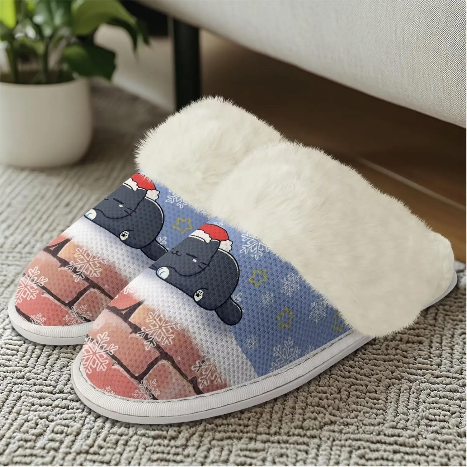 YEXIATODO Plush House Shoes Women Slippers Indoor Slipper for Winter Fuzzy Slippers for Men Unisex