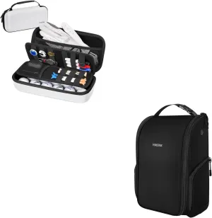 YOREPEK Golf Glove Holder with Removable Golf Glove Shaper, Protective Hard Shell Golf Accessories Case Bag with 2 Dividers Golf Shoe Bag，with 3 Pockets
