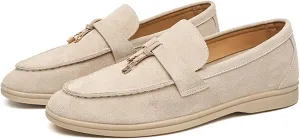 Zeberfi Men's Luxury Suede Penny Loafers Shoes with Pendant Decor,British Retro Casual Slip On Flats Tuxedo Dress Shoes for Prom Wedding