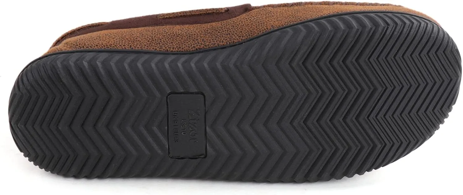 Zizor Men's Microsuede Moccasin Slippers with Comfy Memory Foam, Closed Back House Shoes Indoor Outdoor Durable Rubber Sole