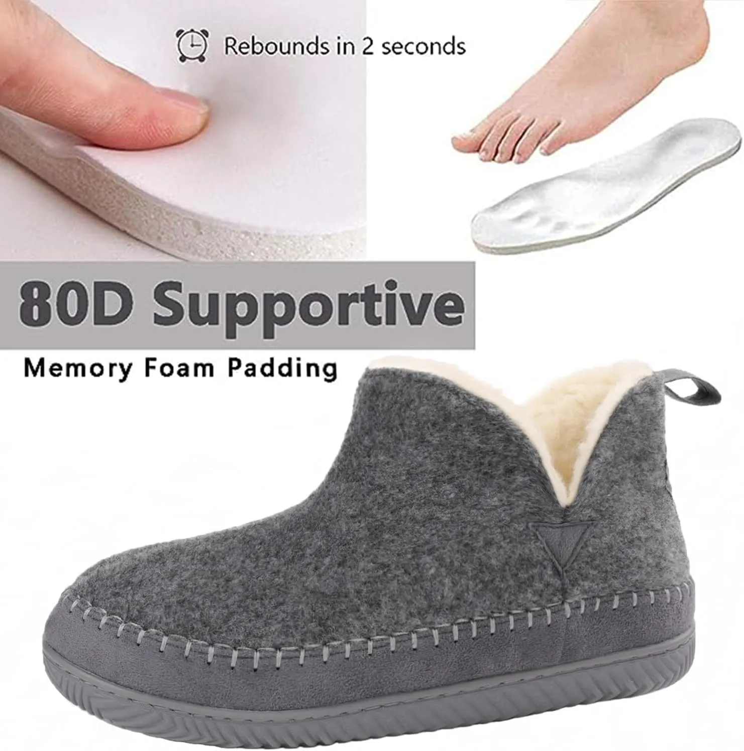 Zizor Women's Moccasin Bootie Slippers with Cosy Memory Foam, Ladies' Toasty Slip on House Shoes with Hard Outdoor Indoor Rubber Sole