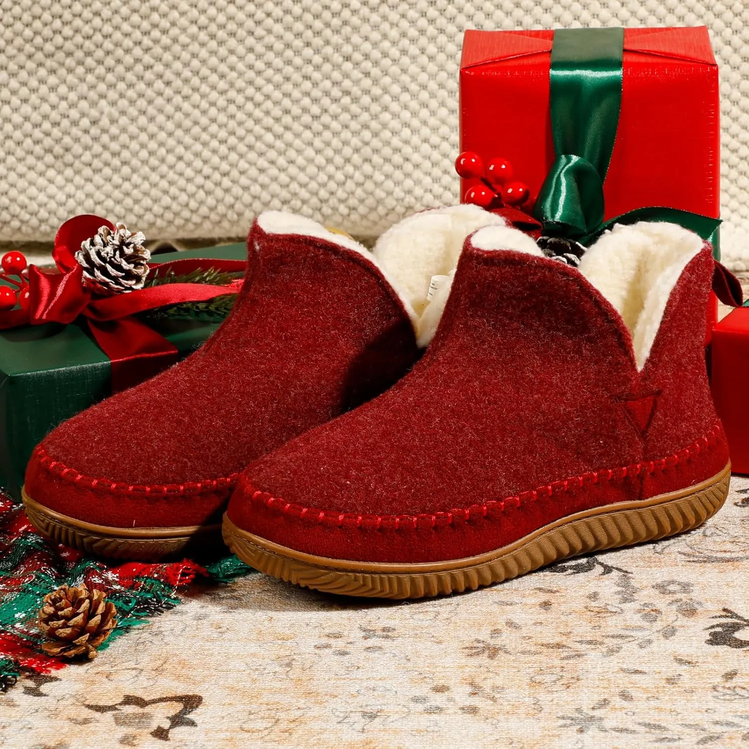 Zizor Women's Moccasin Bootie Slippers with Cosy Memory Foam, Ladies' Toasty Slip on House Shoes with Hard Outdoor Indoor Rubber Sole