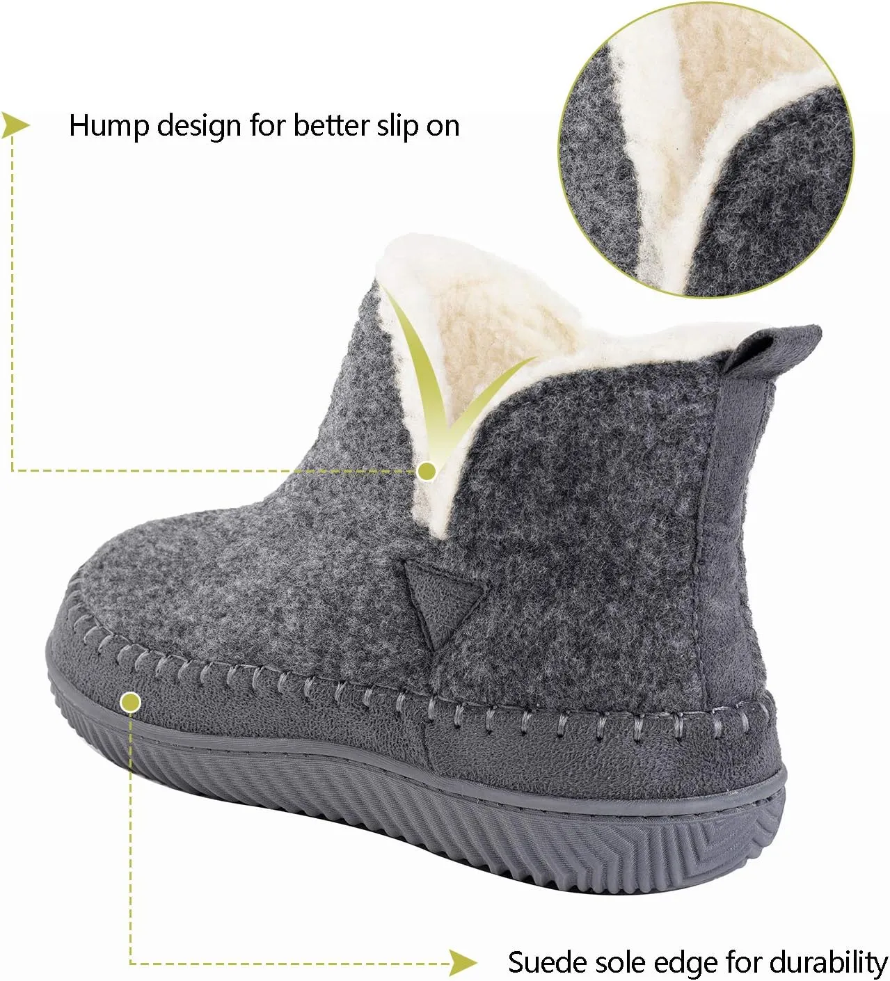 Zizor Women's Moccasin Bootie Slippers with Cosy Memory Foam, Ladies' Toasty Slip on House Shoes with Hard Outdoor Indoor Rubber Sole
